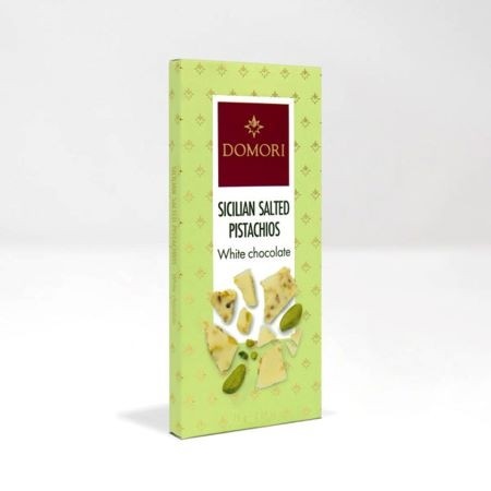 Domori Salted Pistachios in White Chocolate Bar - 75g – Chocosphere