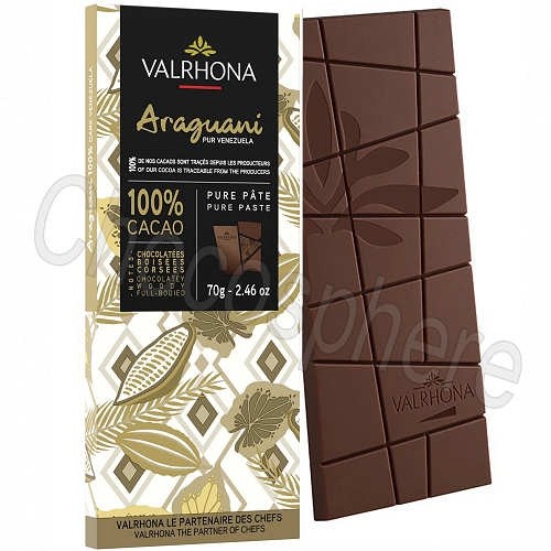 Valrhona Araguani 100% Single Origin Cacao Dark Chocolate Bar - 70g 33041
