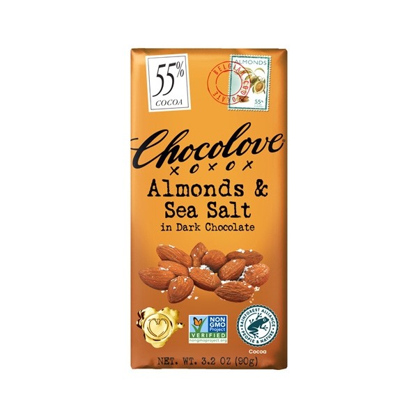 Chocolove Almonds & Sea Salt in 55% Dark Chocolate Bar - 90g