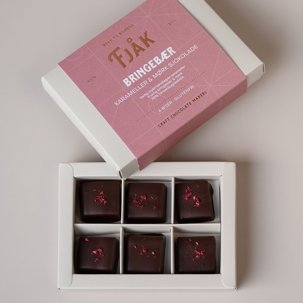 Raspberry Caramels in 70% Dark Chocolate Box - 190g