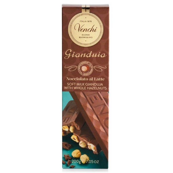 Venchi Gianduia Nocciolato al Latte 36% Milk Chocolate Gianduja & Hazelnuts Bar - 200 g 126376