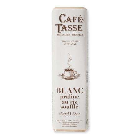 Cafe-Tasse Praline & Puffed Rice in White Chocolate Bar - 45g – Chocosphere