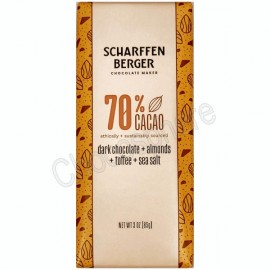 Scharffen Berger Dark Chocolate with Almonds, Toffee, & Sea Salt 70% Bar 3oz