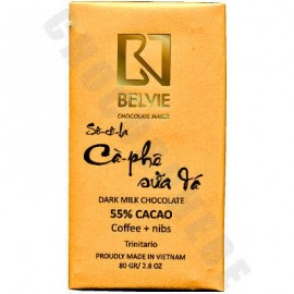 Belvie Belvie Dark Milk Chocolate with Coffee & Nibs Bar - 80g