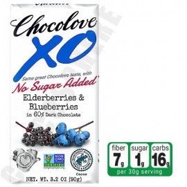 Chocolove Elderberries & Blueberries in Dark Chocolate No-Sugar-Added Bar 3.2oz