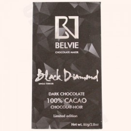 Belvie Belvie Black Diamond 100% Single Origin Dark Chocolate Bar - 80g