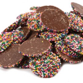 Guittard Guittard Nonpareils Milk Chocolate Discs with Colored Sprinkles Box - 20 lb 9661 C20 9661C20
